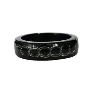 Vintage Black  & Clear Lucite Chain Inlay Bangle Bracelet